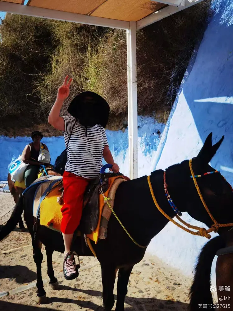 圣托里尼岛的夏日之旅:骑驴上山